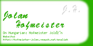 jolan hofmeister business card